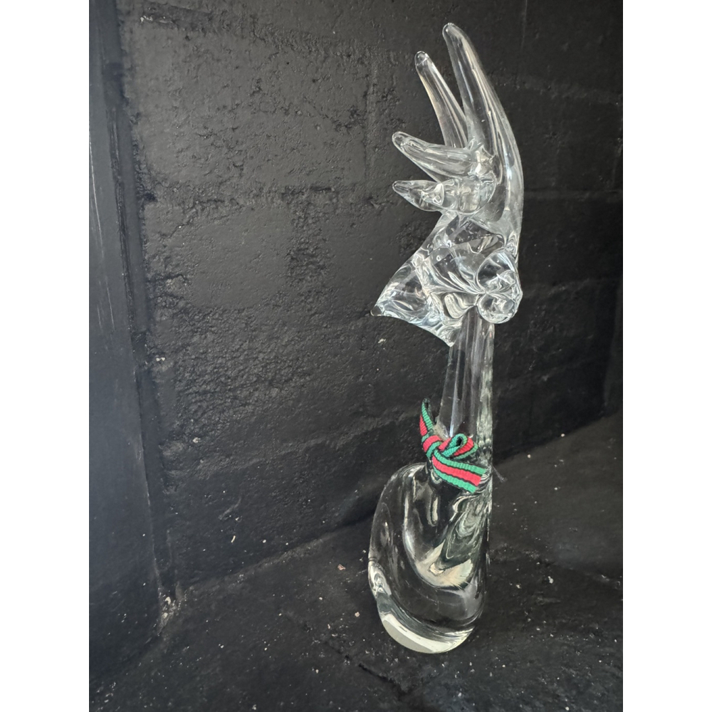Vintage Enesco Clear Art Glass Tall Reindeer Deer Figurine 10.5" Holiday Decor - Picture 2 of 5